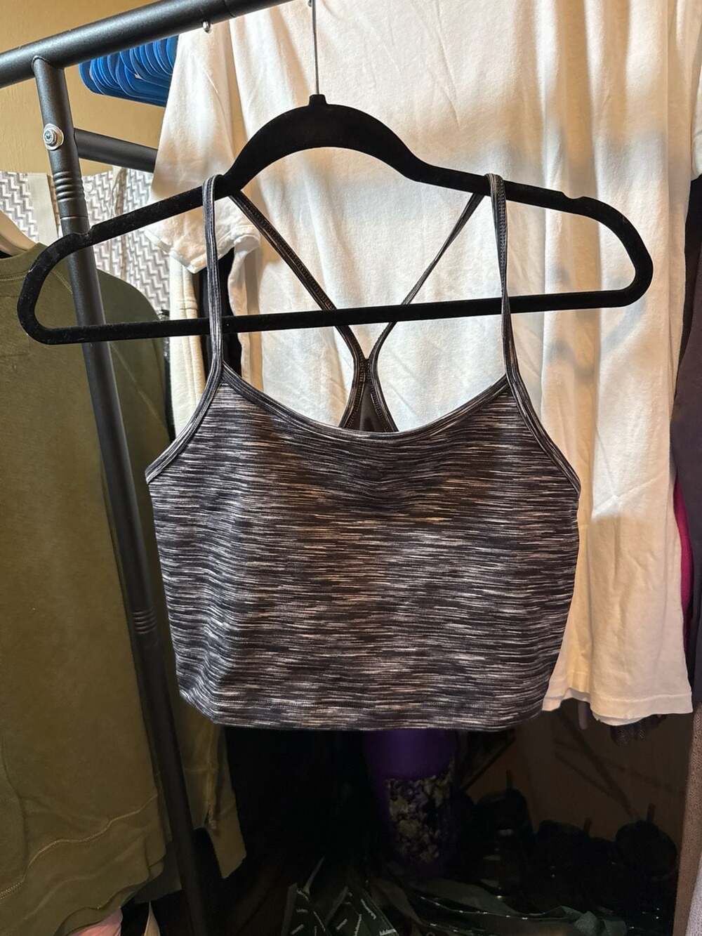 OFFLINE by Aerie The Hugger Recharge Least Support Sports Bra in Black Space Dye